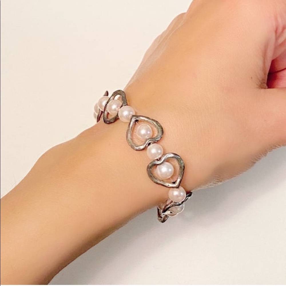 Light pink rose imitation pearl bracelet